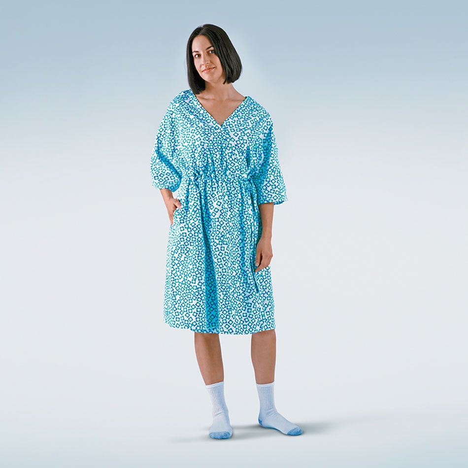 Diane von Furstenberg wearing designed hospital gown 
