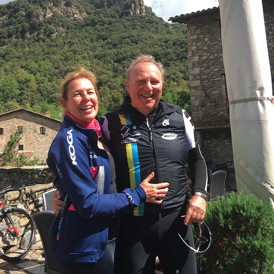 Lisa and Cary Solomon smiling for a photo at the Spanish Pyrenees