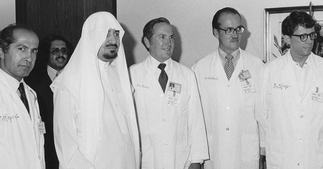 Mehdi Razavi, MD; King Khalid; William Kiser, MD; Shattuck Hartwell, MD; and Floyd Loop, MD.