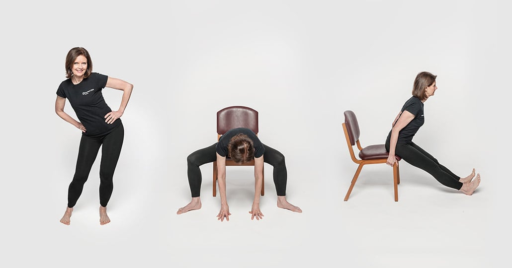 Women demonstrating 3 yoga poses
