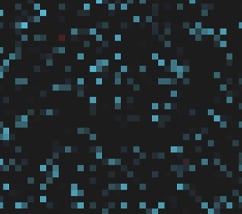 A frame of blue and pink pixels on a black background