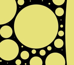 neon yellow circles of varying sizes with a black background
