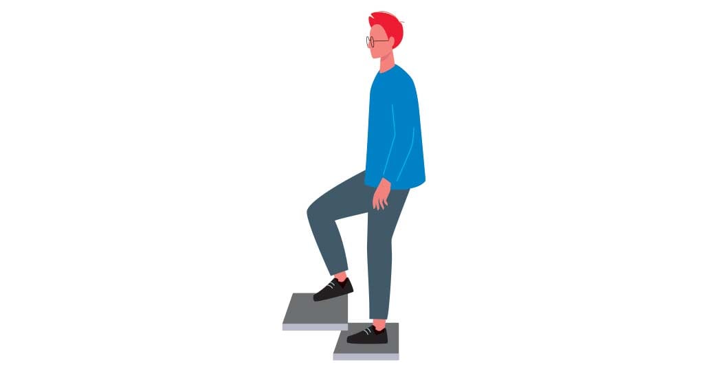 Illustration of a man walking of steps