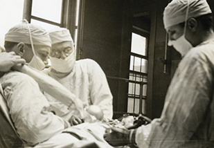 Dr. Crile performing a thyroid procedure